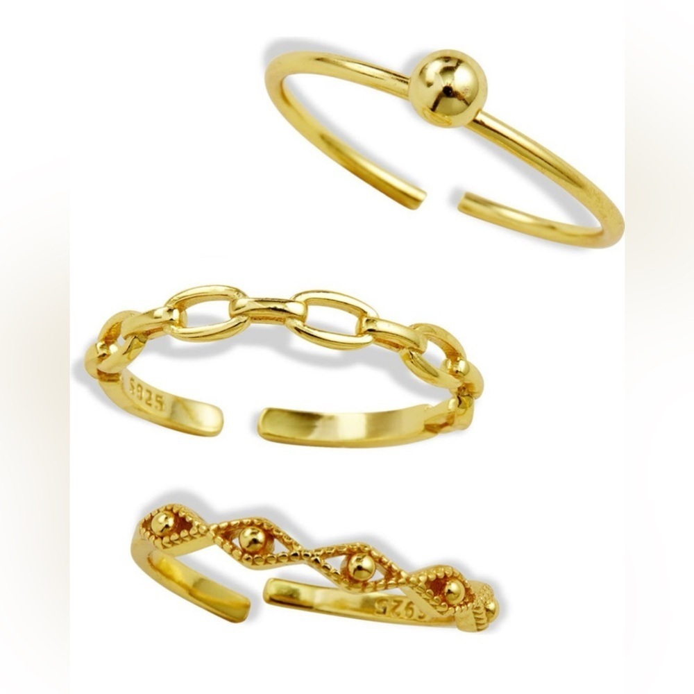⛱️🔥Savvy Cie - Gold Stacking Rings Set of 3 - Size 8